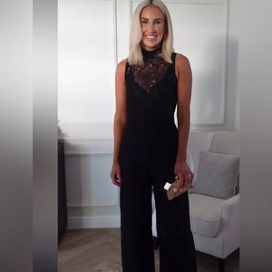 zara lace long black jumpsuit